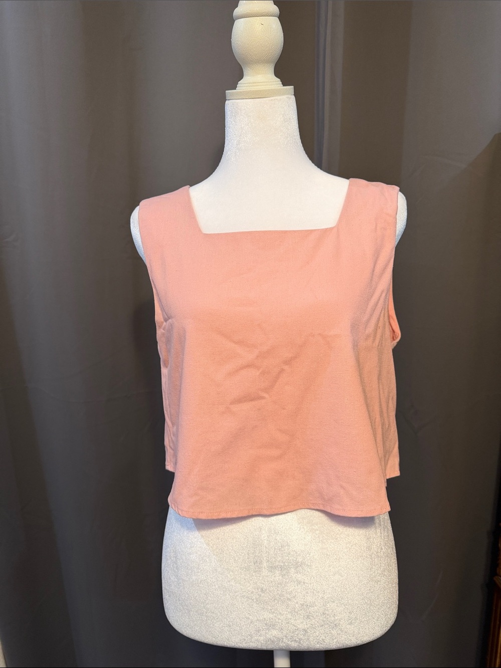 Kourt Women's Pink Square Neck Tie Back Crop Top Size Medium
